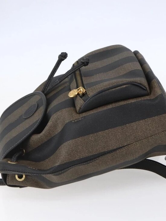 FENDI Pecan Canvas Backpack Brown Black Auth main image 8